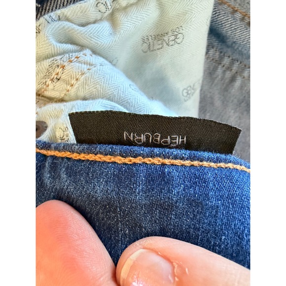 Genetic Los Angeles Hepburn High Rise Cropped Flare Jeans Medium Wash Raw Hem 29 - Picture 5 of 9